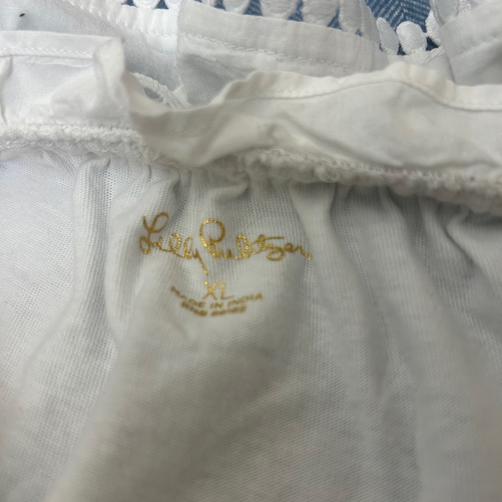 Lilly Pulitzer White Puff Sleeve Ruffled Blouse - Picture 2 of 7